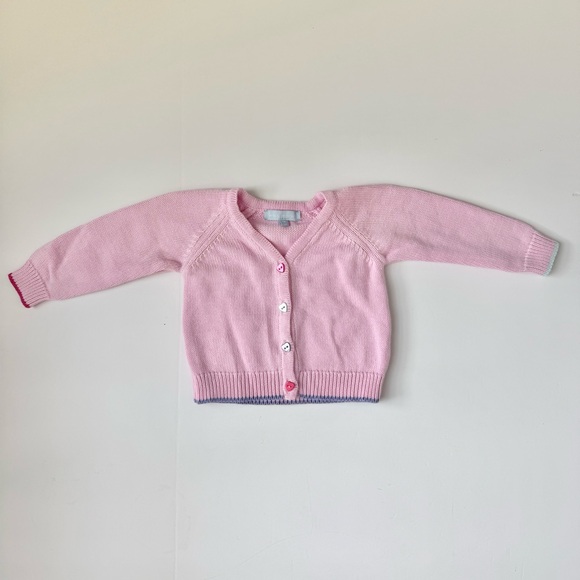Hill House Home Tiny House Cardigan Pink Heart Buttons 0–3 Months - Picture 2 of 5